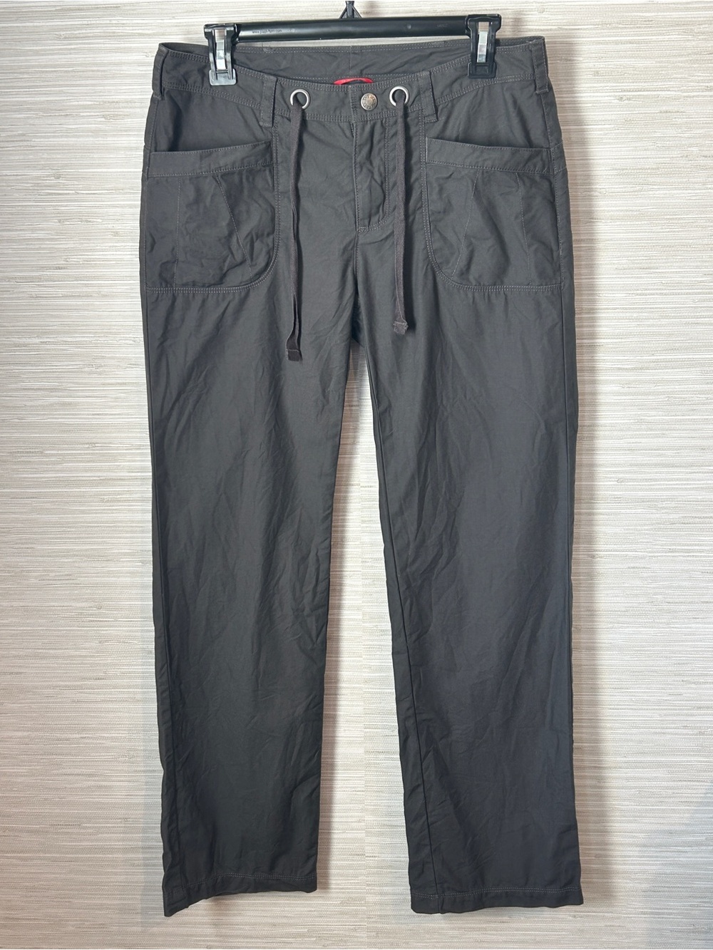 North Face Women's M Pants 100% Cotton Dark Gray Drawstring Outdoor Hiking